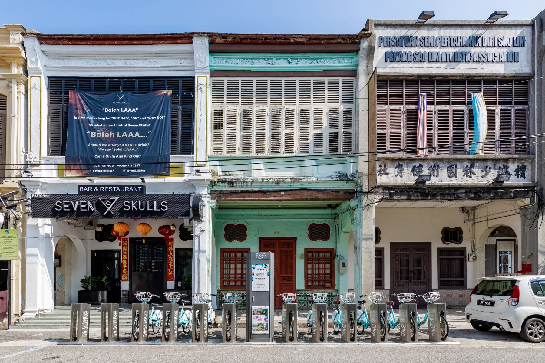 Heritage shophouses along Muntri Street in George Town, Penang